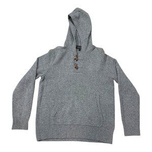 Banana Republic Hoodie Men Large Grey Pullover Cashmere Merino Wool Button Up